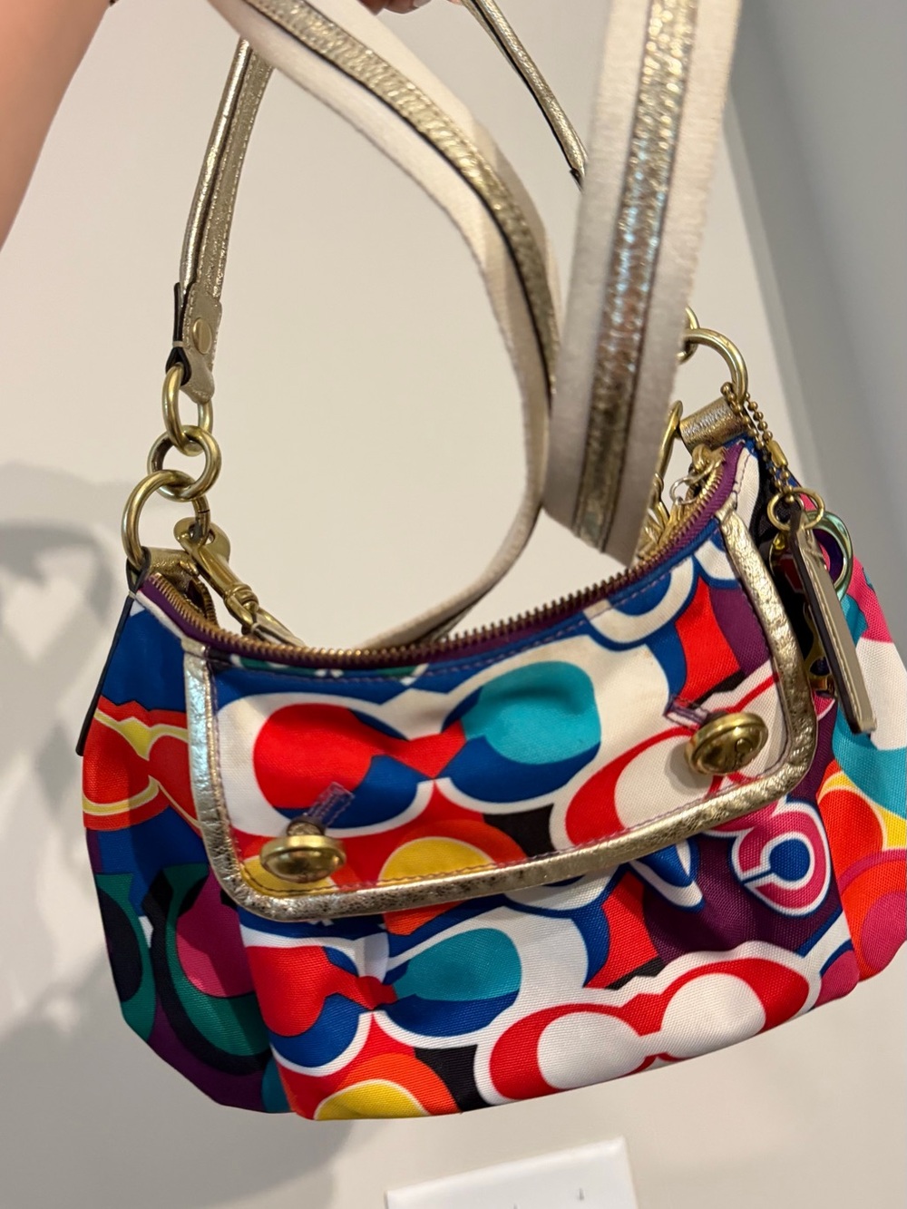 RARE Multicolor Coach Bag with shoulder strap and crossbody strap